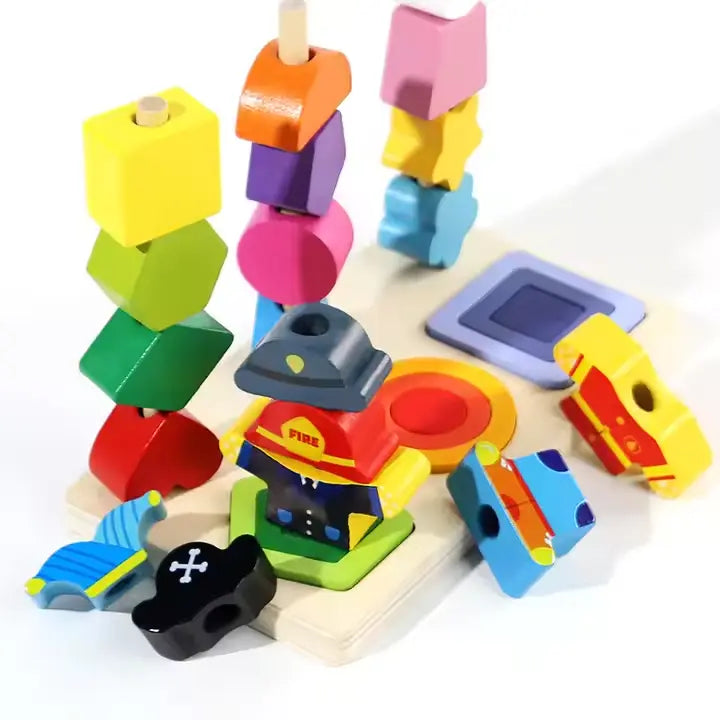 Little bear shape sorter and stacking toy for tiny hands!