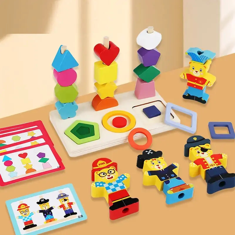 Little bear shape sorter and stacking toy for tiny hands!