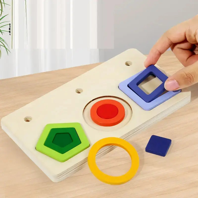 Little bear shape sorter and stacking toy for tiny hands!