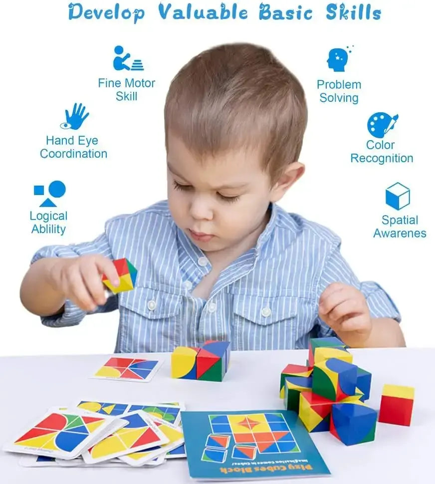 Wooden pixy cubes colourful block
