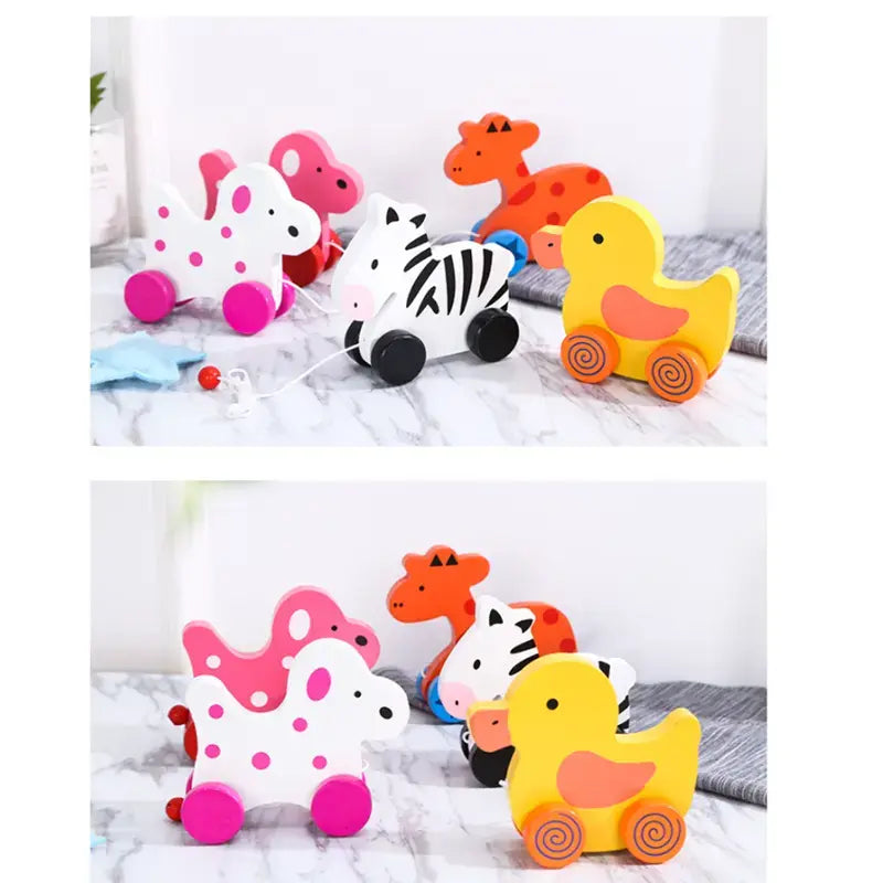 Wooden animal pull along toy(1pc)