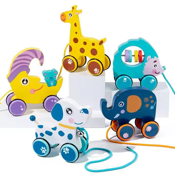 Wooden animal pull along toy(1pc)