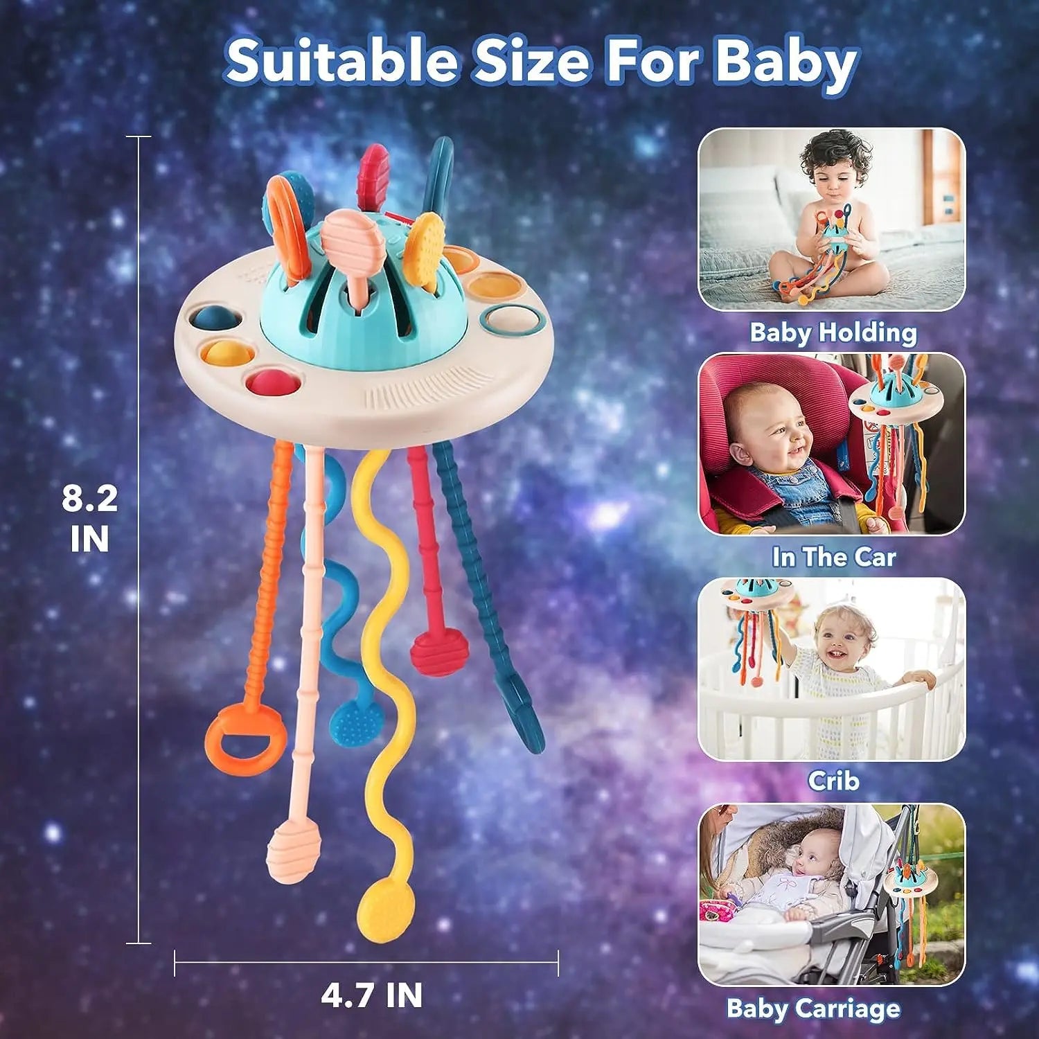 Pull String Sensory Toy for Babies – Teething, Fine Motor Skills & Travel Toy