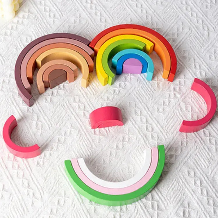 Montessori-Inspired Wooden Rainbow Building Blocks – Educational Stacking Toy for Kids(1pc)