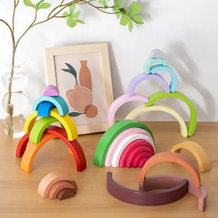 Montessori-Inspired Wooden Rainbow Building Blocks – Educational Stacking Toy for Kids(1pc)