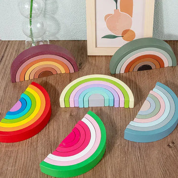 Montessori-Inspired Wooden Rainbow Building Blocks – Educational Stacking Toy for Kids(1pc)