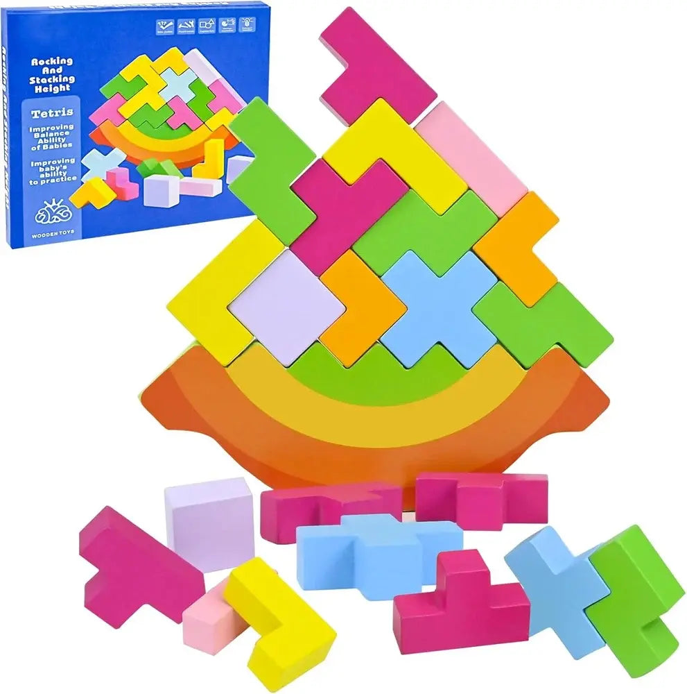 Rocking and stacking height tetris game