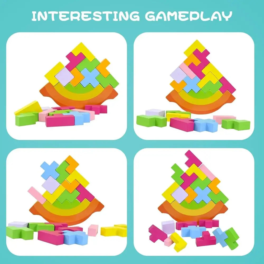 Rocking and stacking height tetris game