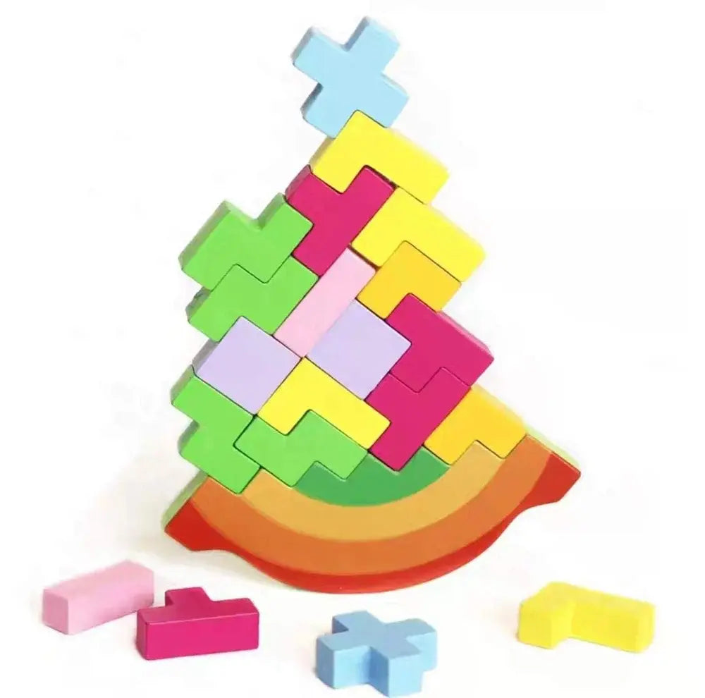 Rocking and stacking height tetris game