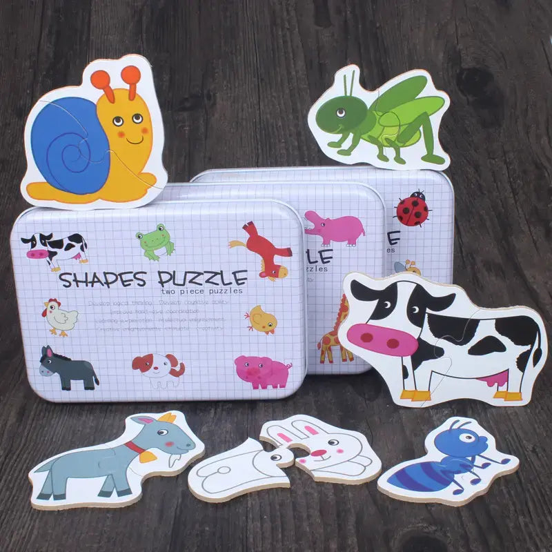 Two piece shapes puzzle small- a great way to introduce puzzles