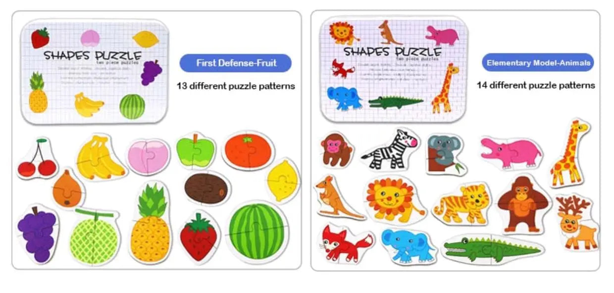 Two piece shapes puzzle small- a great way to introduce puzzles