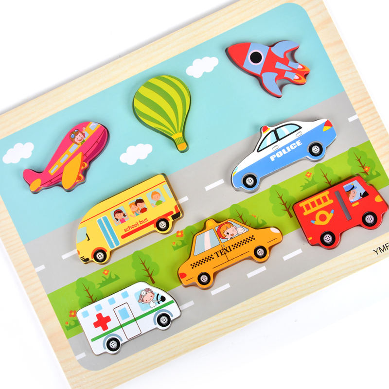 Marine-Animal-Transport wooden chunky board puzzle for toddlers