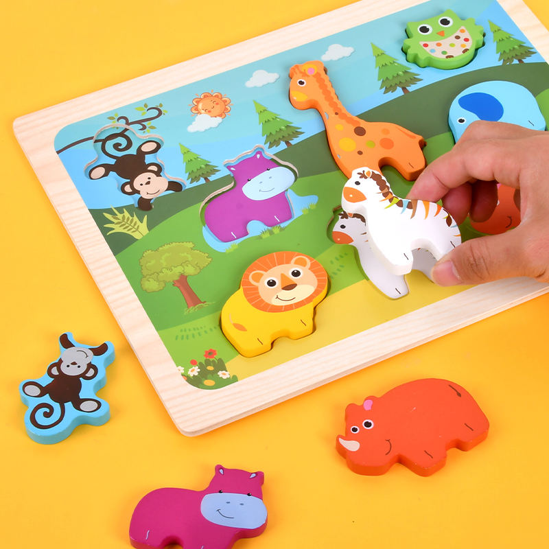 Marine-Animal-Transport wooden chunky board puzzle for toddlers