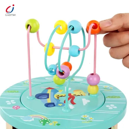 Shape Matching Round Bead Box Toy – Montessori Multifunctional Wooden Activity Cube