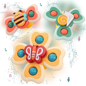 Fidget suction spinner toy for babies bath travel and play time