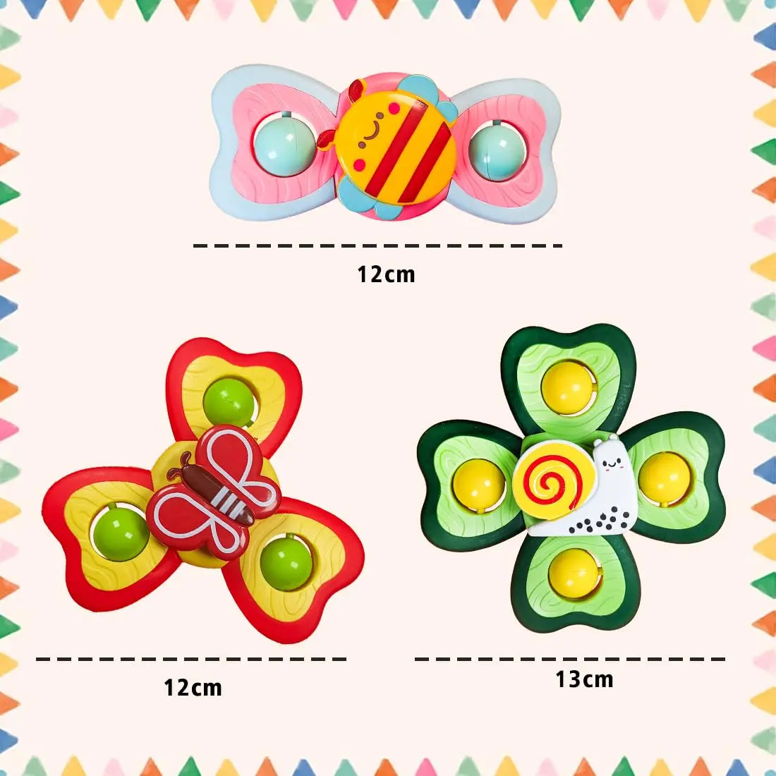 Fidget suction spinner toy for babies bath travel and play time