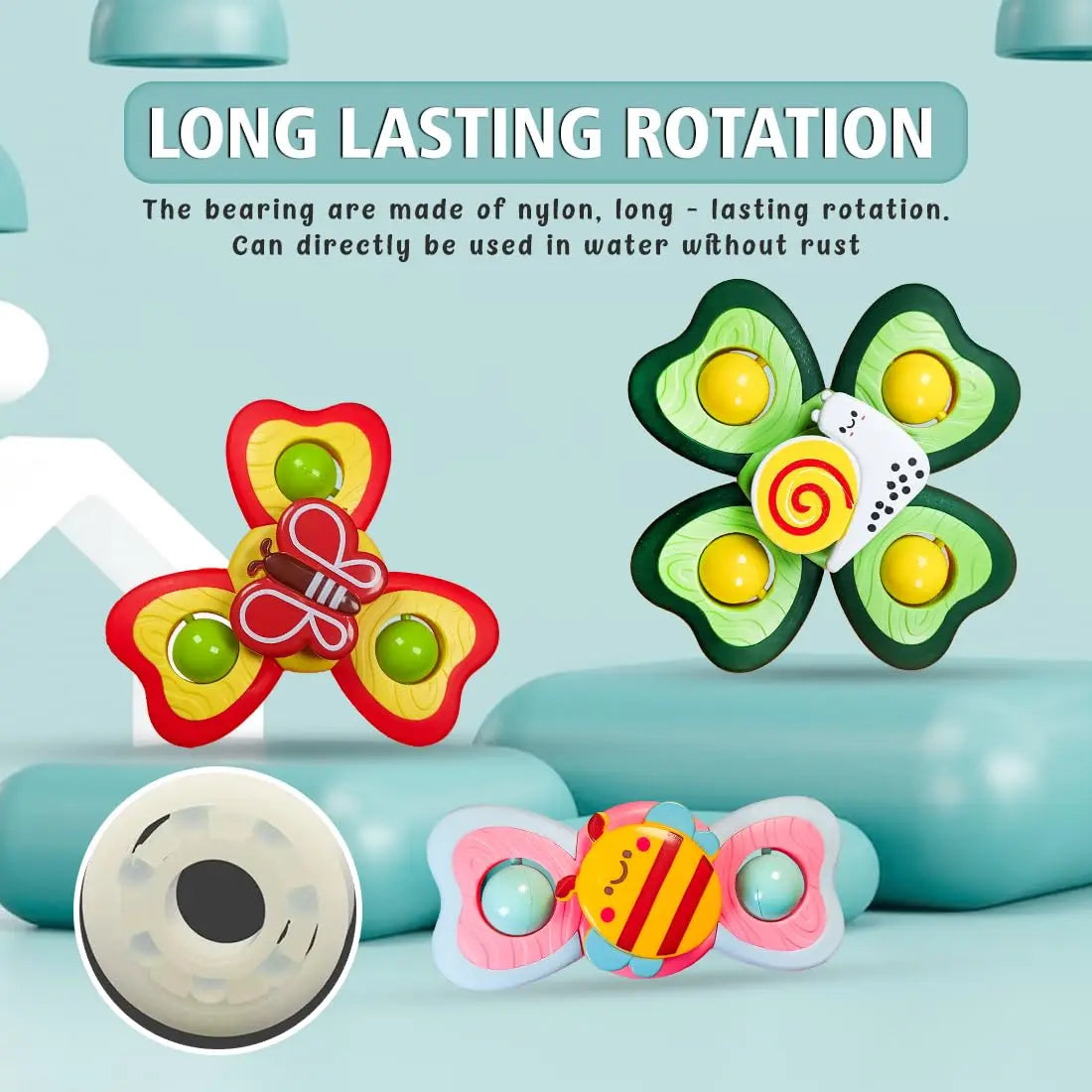 Fidget suction spinner toy for babies bath travel and play time