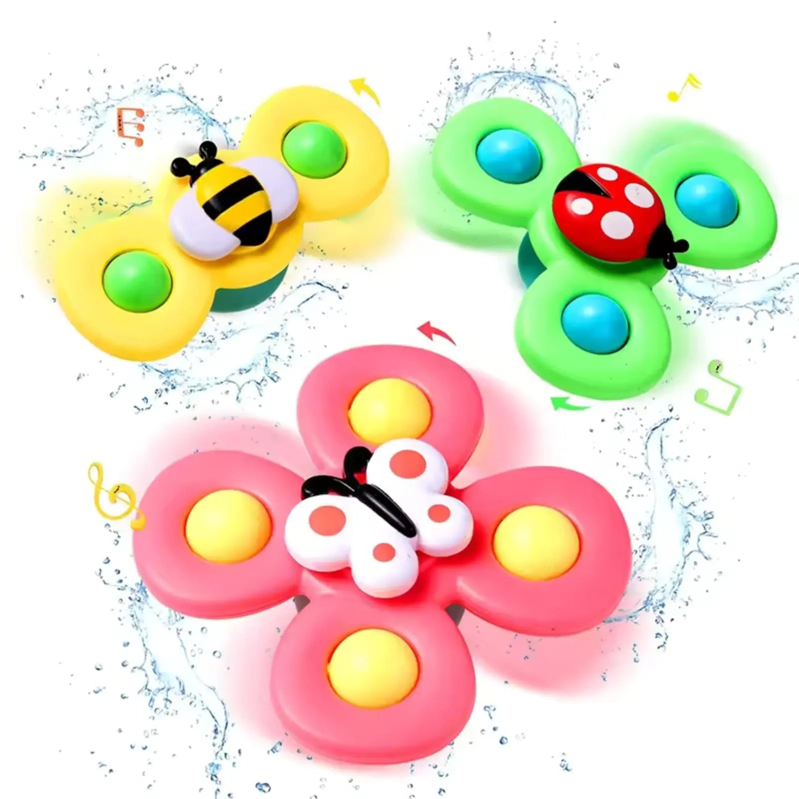 Fidget suction spinner toy for babies bath travel and play time