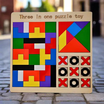 Triplex puzzle- Tetrix, Tangram and XOX