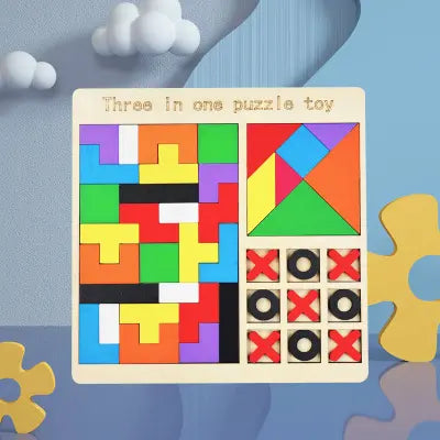 Triplex puzzle- Tetrix, Tangram and XOX