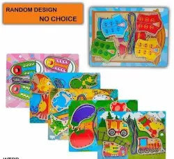 Wooden Threading Board Lacing Toy- 1pc- Random design