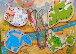 Wooden Threading Board Lacing Toy- 1pc- Random design