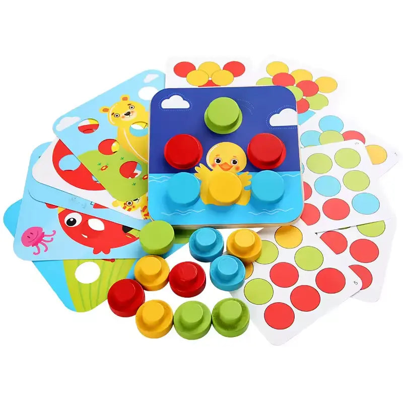 Big Peg Mosaic Button Puzzle – Mushroom Nail Game for Kids of All Ages