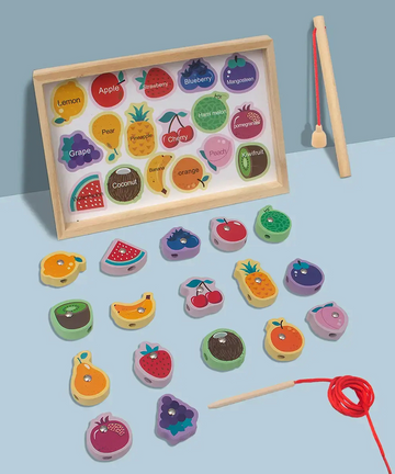 3 in1 magnetic board with 3d pieces- fishing, educational placing and learning, lacing