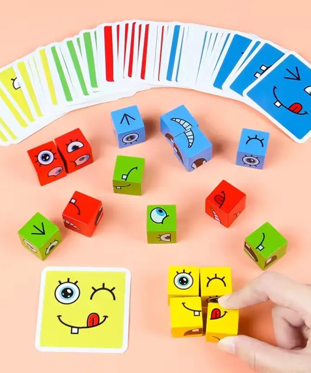 Wooden face Expression-Changing magic Puzzle Cube game