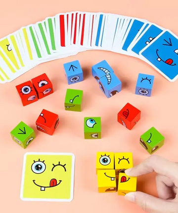 Wooden face Expression-Changing magic Puzzle Cube game