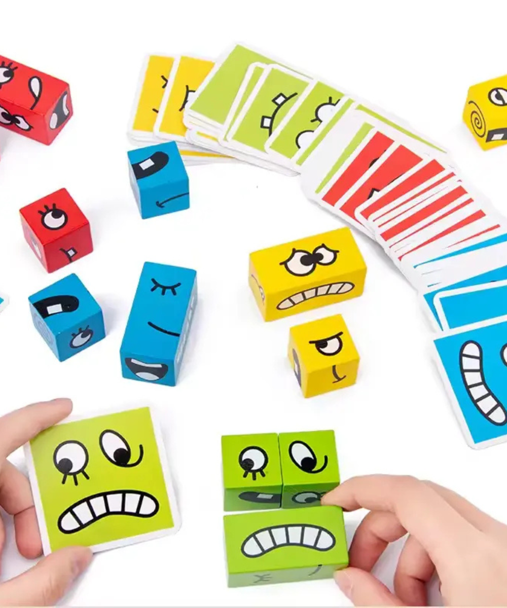 Wooden face Expression-Changing magic Puzzle Cube game