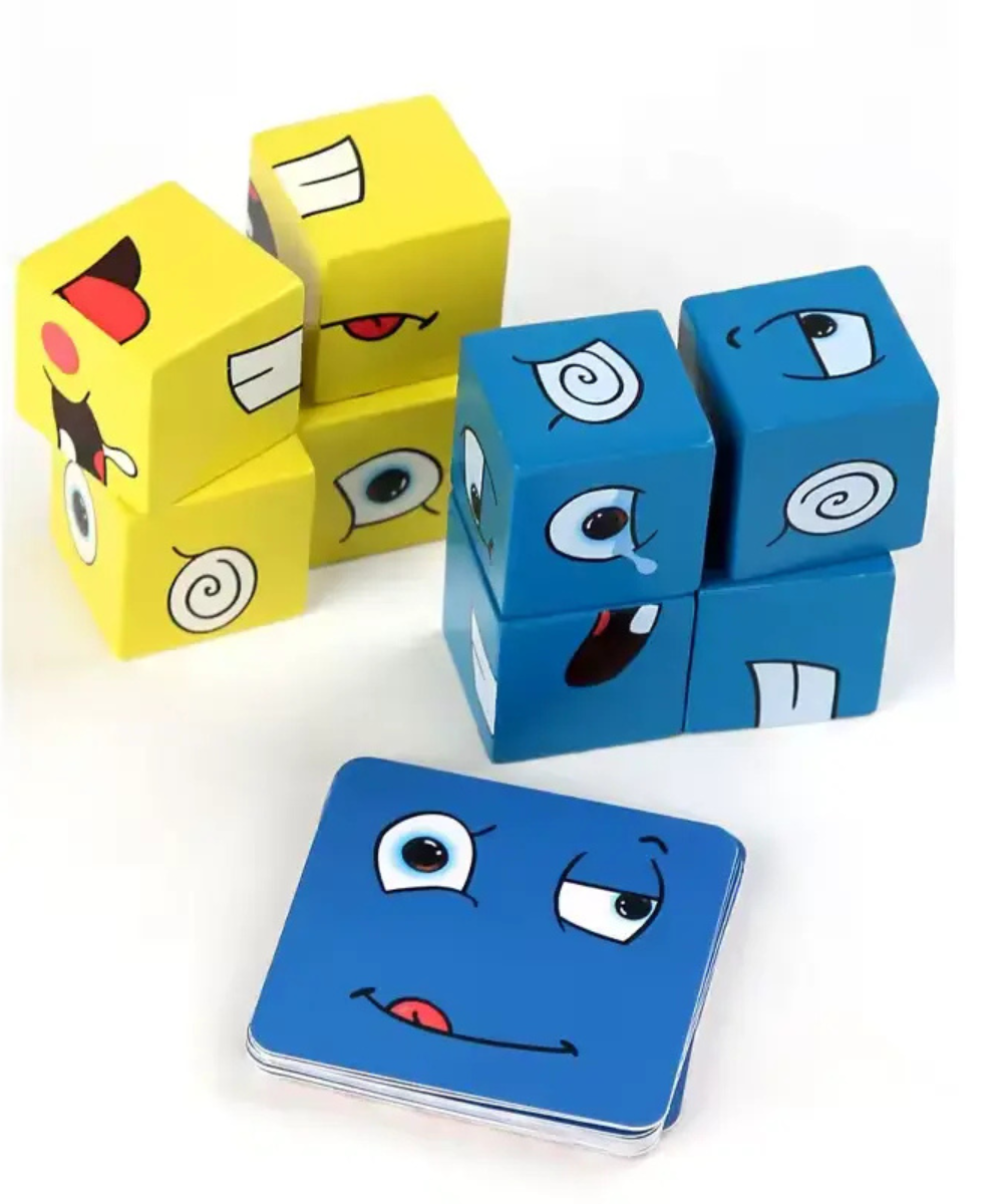 Wooden face Expression-Changing magic Puzzle Cube game