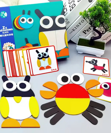 Wooden Geo Animal Blocks: Fun Learning Puzzle