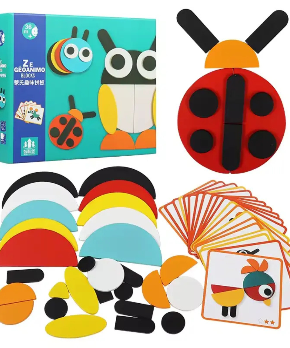 Wooden Geo Animal Blocks: Fun Learning Puzzle