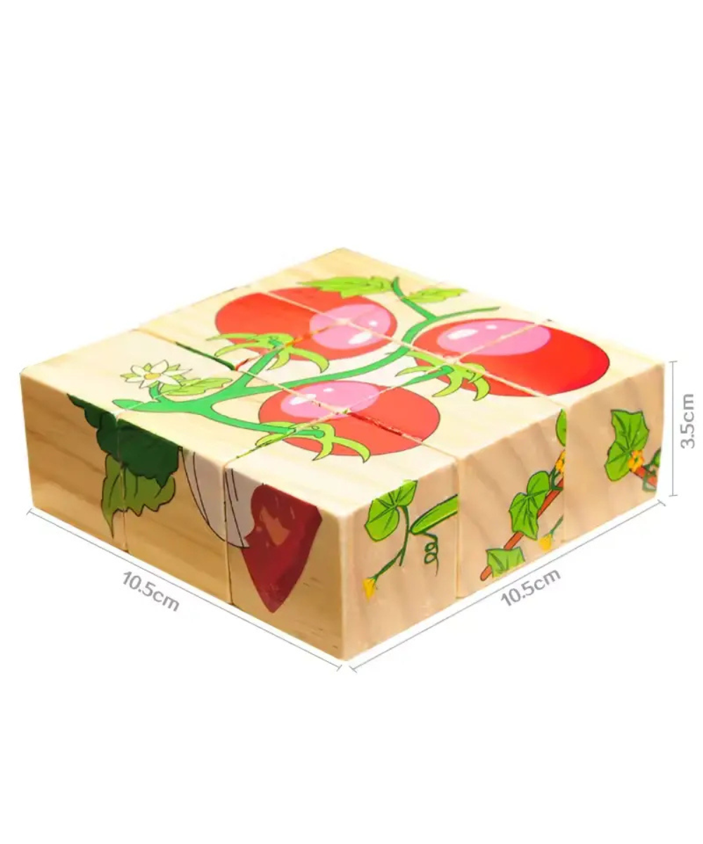 9-Piece Wooden Cube Puzzle: 6-Sided Fun