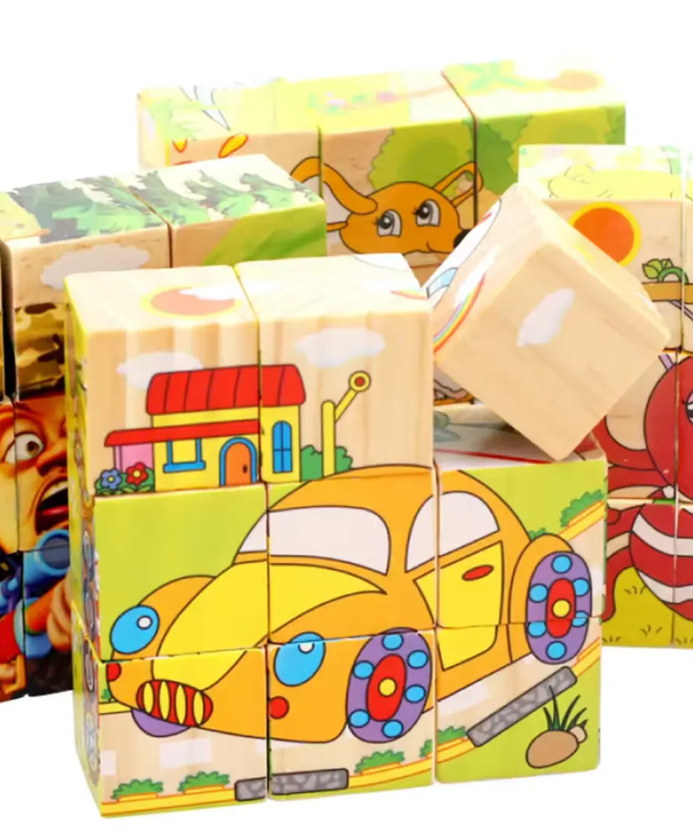 9-Piece Wooden Cube Puzzle: 6-Sided Fun