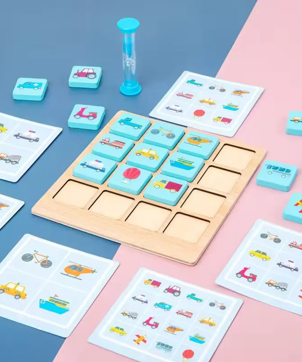 Montessori Wooden Puzzle Board Game-Instant  Memory Matching Card & Block Game