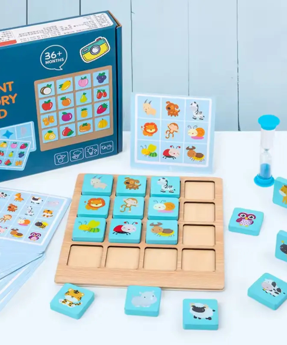 Montessori Wooden Puzzle Board Game-Instant  Memory Matching Card & Block Game