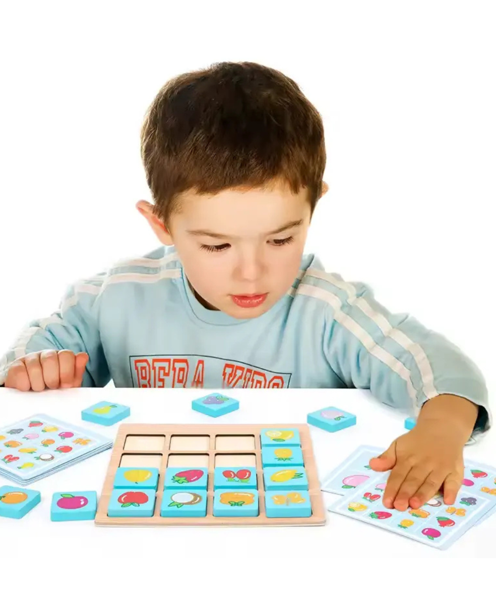Montessori Wooden Puzzle Board Game-Instant  Memory Matching Card & Block Game