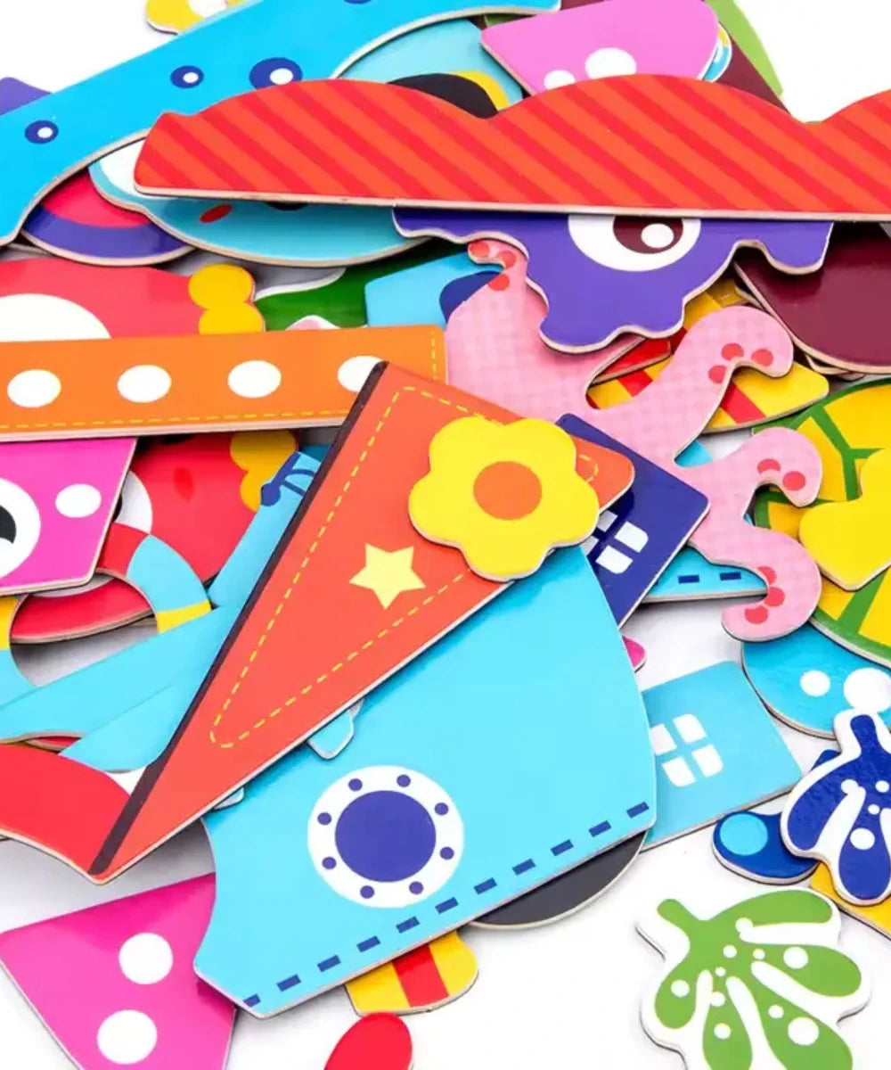 Magnetic puzzle piece playbox