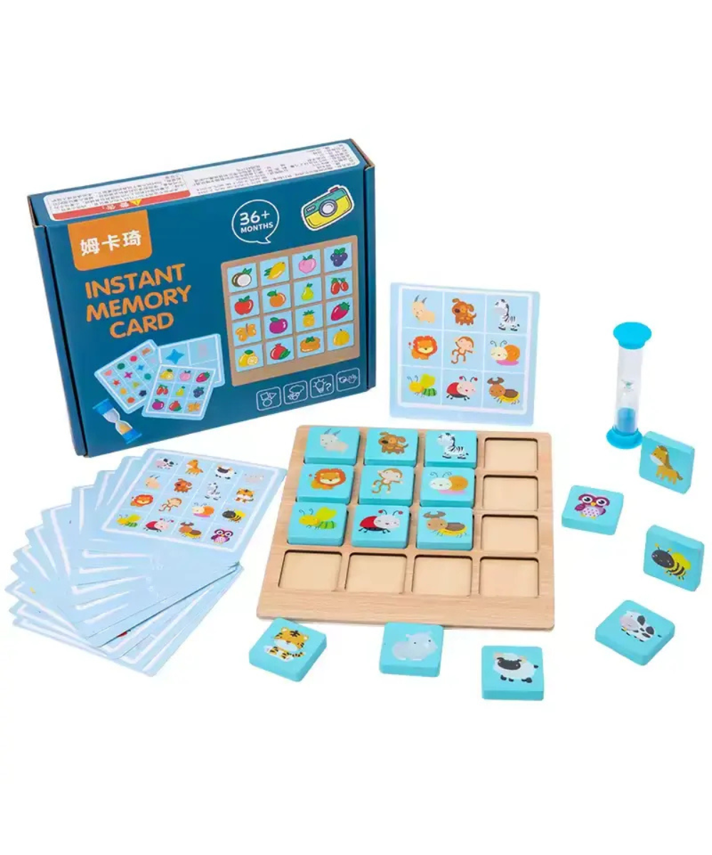 Montessori Wooden Puzzle Board Game-Instant  Memory Matching Card & Block Game