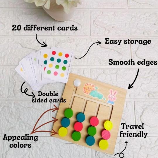 Montessori Wooden Math and Logical Thinking Training Game – Four-Color Sorting Educational Toy for Kids