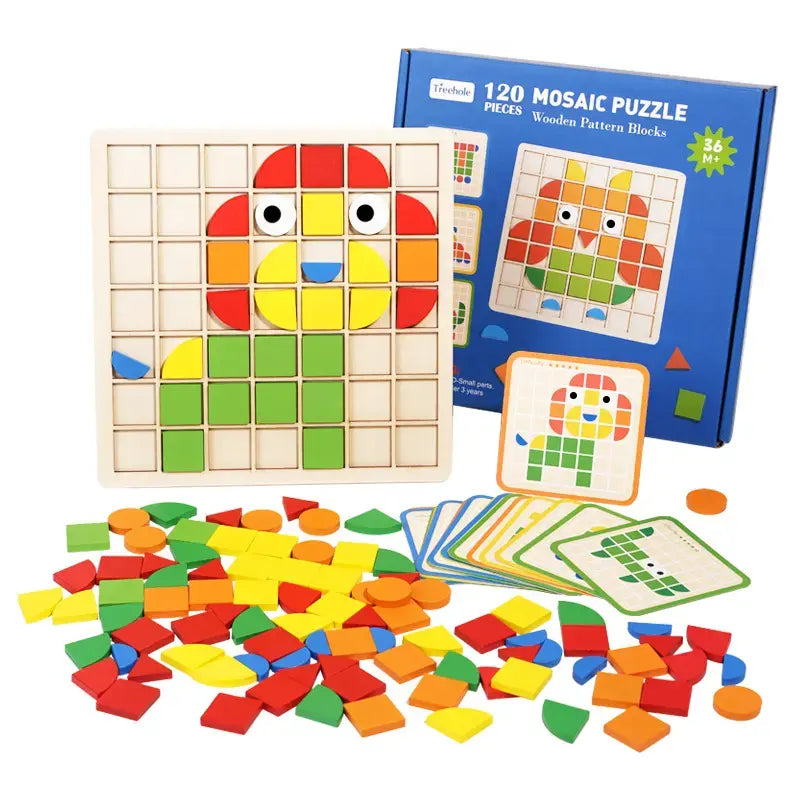 120 pieces mosaic puzzle- wooden pattern blocks