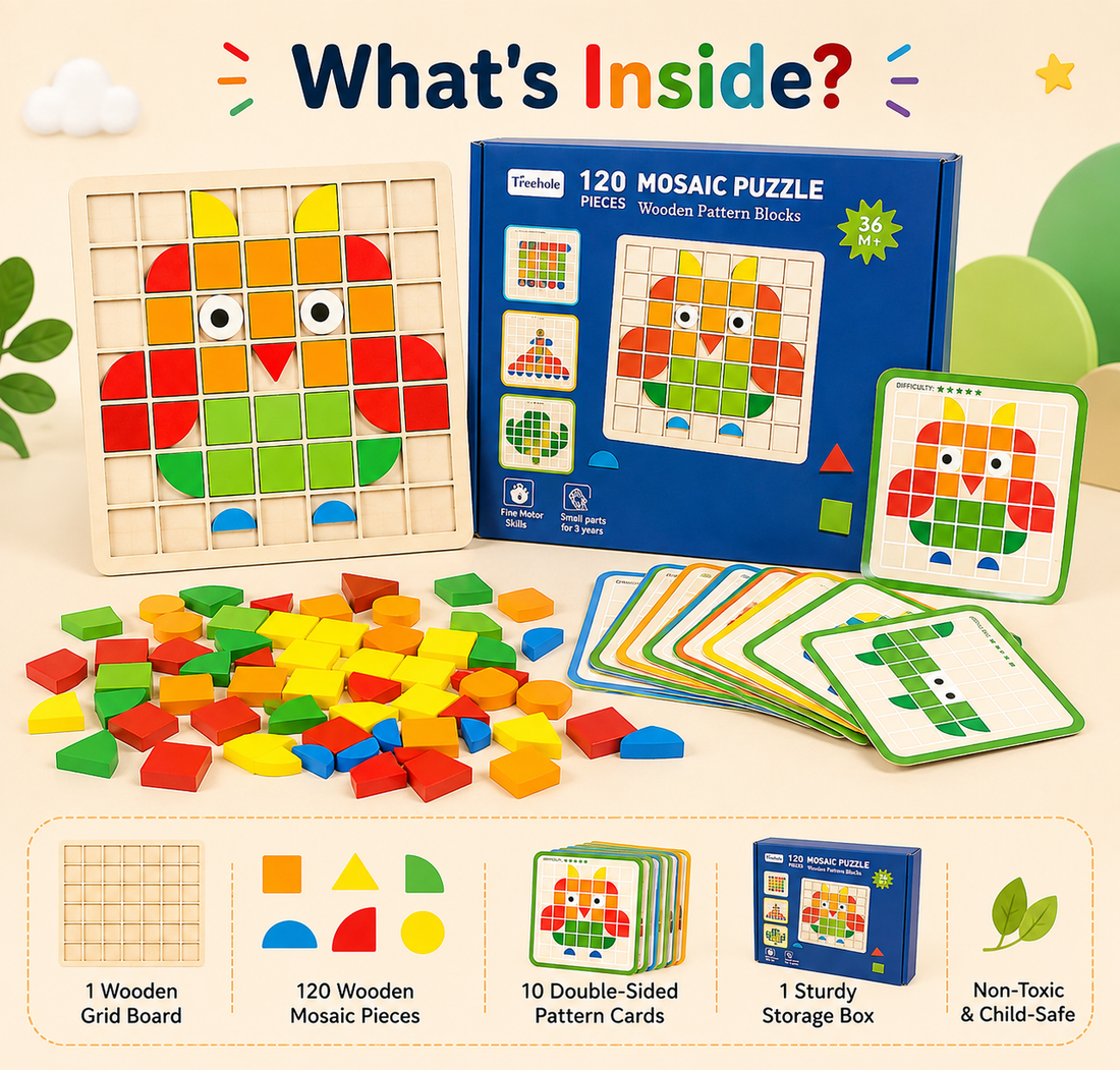 120 pieces mosaic puzzle- wooden pattern blocks