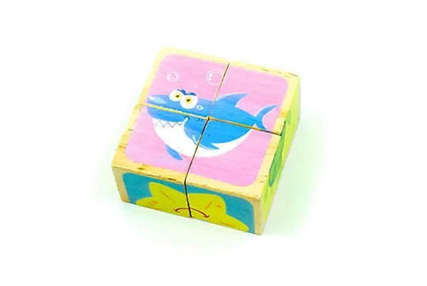 4-Piece Wooden Cube Puzzle: 6-Sided Fun
