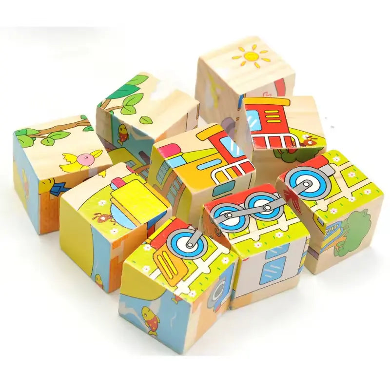 9-Piece Wooden Cube Puzzle: 6-Sided Fun
