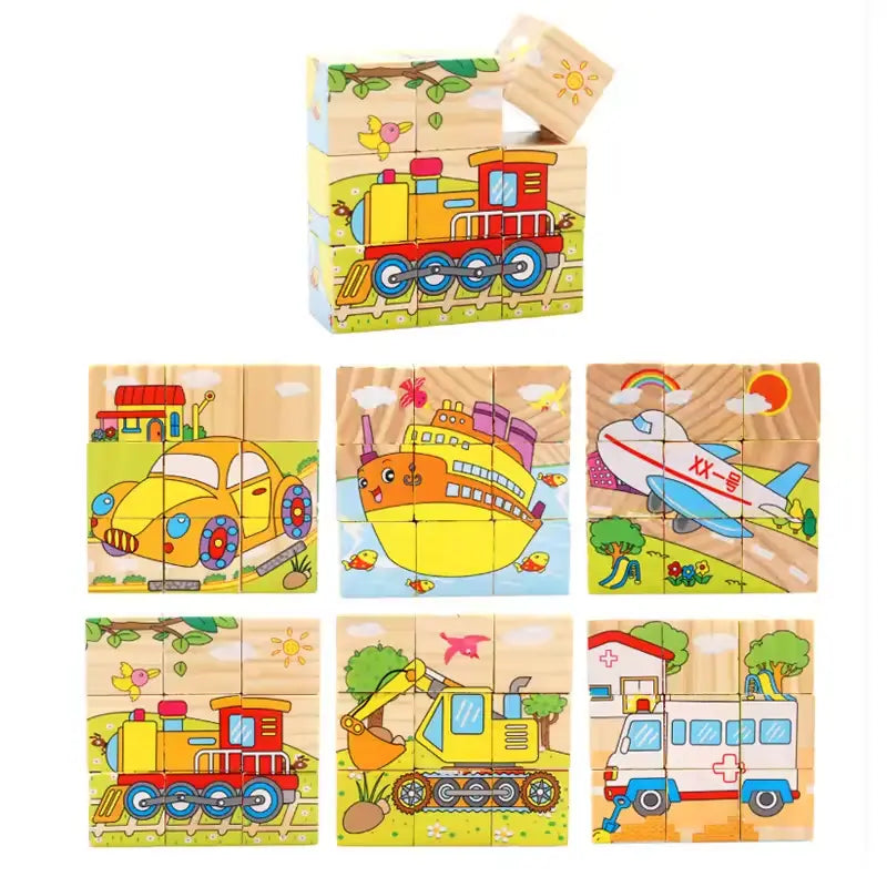 9-Piece Wooden Cube Puzzle: 6-Sided Fun