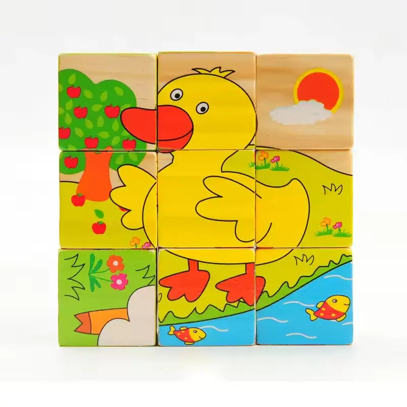 9-Piece Wooden Cube Puzzle: 6-Sided Fun