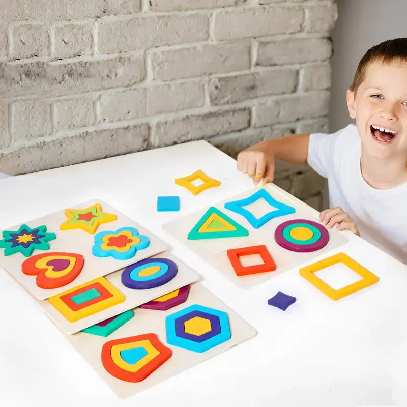4-in-1 Seriation Puzzle – Geometric Shape Sorting Fun! 🎨✨(1pc)