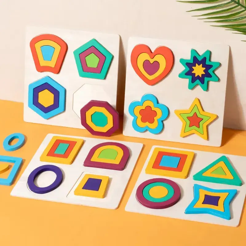 4-in-1 Seriation Puzzle – Geometric Shape Sorting Fun! 🎨✨(1pc)